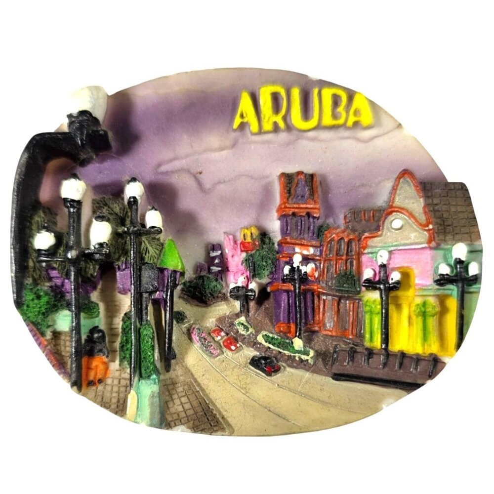 Fridge Magnet Aruba 3D Colorful Street Scene Decorative Souvenir